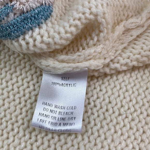 Easel Los Angeles Women's Size Small Floral Embroidered Oversized Cream Sweater - Picture 17 of 17